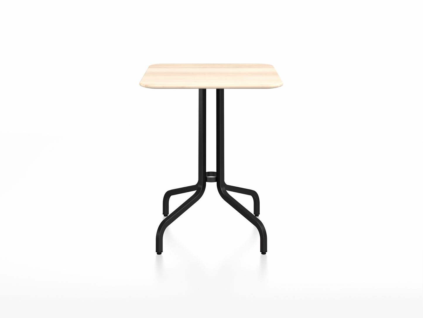 1 Inch Outdoor Cafe Table by Emeco - Square (60 x 60 cm) / Black Powder Coated Aluminium Base / Accoya Wood Tabletop