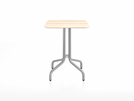 1 Inch Outdoor Cafe Table by Emeco - Square (60 x 60 cm) /Hand Brushed Aluminium Base / Accoya Wood Tabletop
