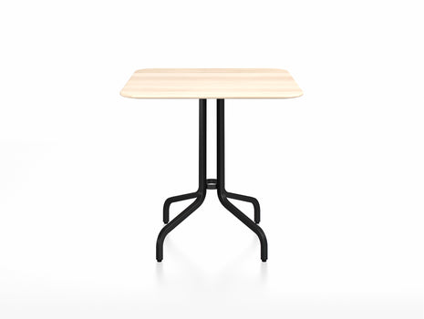 1 Inch Outdoor Cafe Table by Emeco - Square (76 x 76 cm) / Black Powder Coated Aluminium Base / Accoya Wood Tabletop