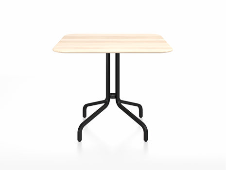 1 Inch Outdoor Cafe Table by Emeco -Square (91 x 91 cm) / Black Powder Coated Aluminium Base / Accoya Wood Tabletop