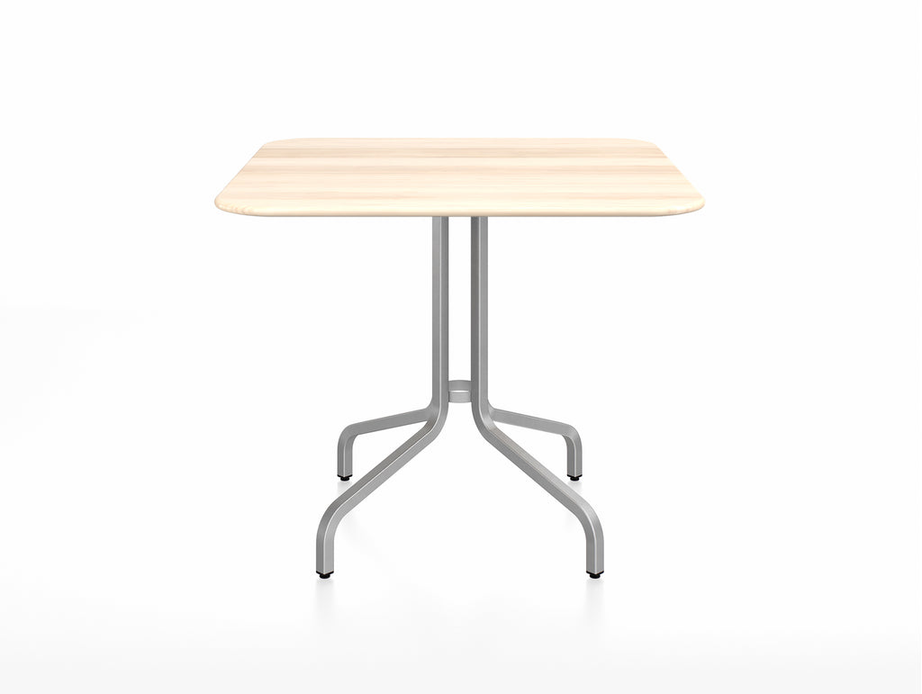 1 Inch Outdoor Cafe Table by Emeco -Square (91 x 91 cm) / Hand Brushed Aluminium Base / Accoya Wood Tabletop