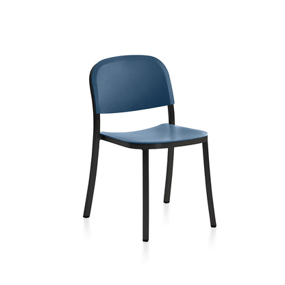 1 Inch Side Chair by Emeco - Black Powder Coated Aluminium / Blue