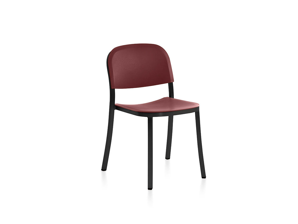 1 Inch Side Chair by Emeco - Black Powder Coated Aluminium / Bordeaux