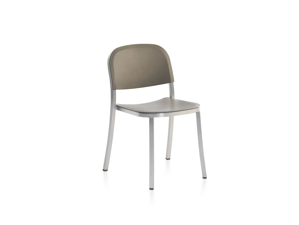 1 Inch Side Chair by Emeco - Hand Brushed Aluminium / Light Grey