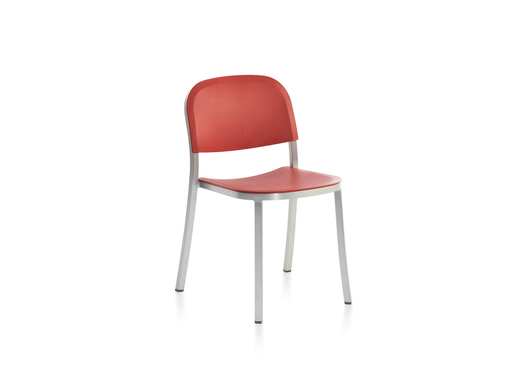 1 Inch Side Chair by Emeco - Hand Brushed Aluminium / Orange