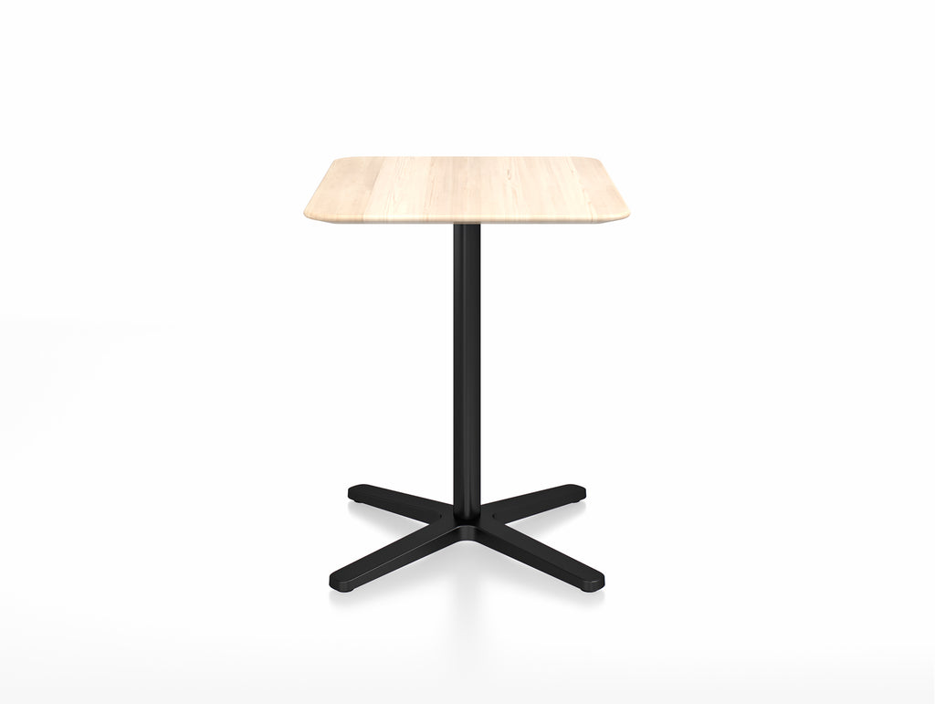 2 Inch Outdoor Cafe Table - X Base by Emeco - Accoya Wood Top / Black Aluminium Base / 60x76