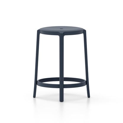 On & On Counter Stool - Recycled Plastic Seat by Emeco / Dark Blue