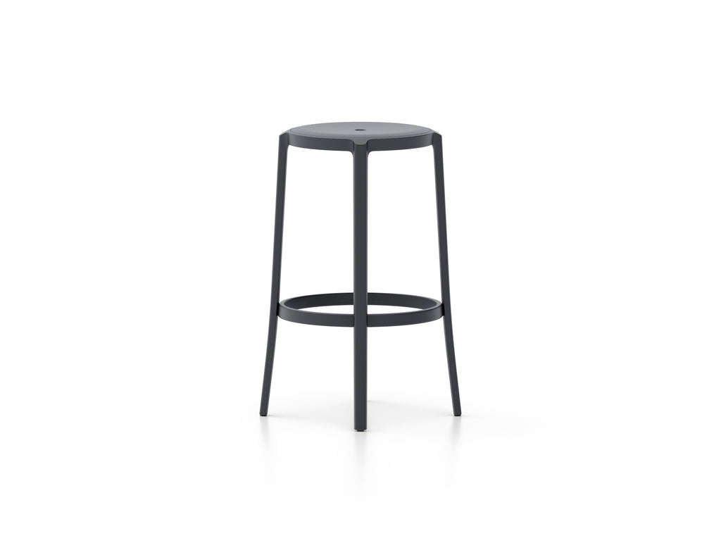On & On Bar Stool - Recycled Plastic Seat by Emeco / Black
