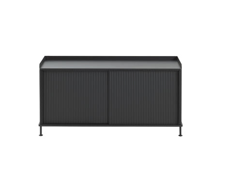 Enfold Sideboard by Muuto - Low / Black Lacquered Oak / Black Lacquered Steel