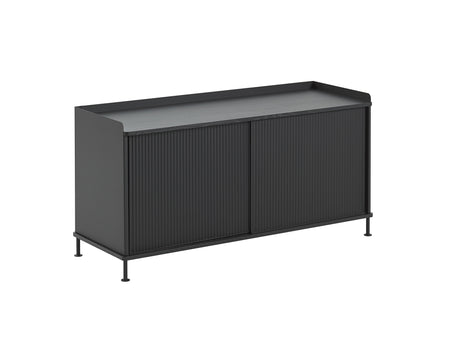 Enfold Sideboard by Muuto - Low / Black Lacquered Oak / Black Lacquered Steel