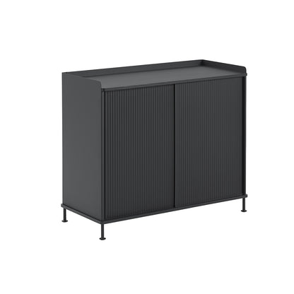 Enfold Sideboard by Muuto - Tall / Black Lacquered Oak / Black Lacquered Steel