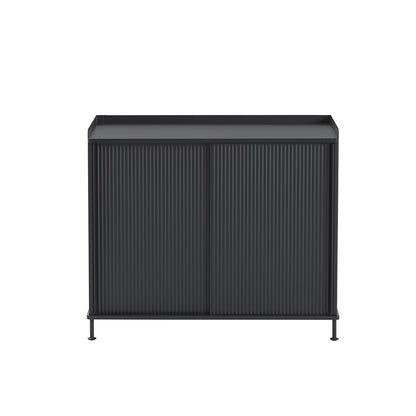 Enfold Sideboard by Muuto - Tall / Black Lacquered Oak / Black Lacquered Steel