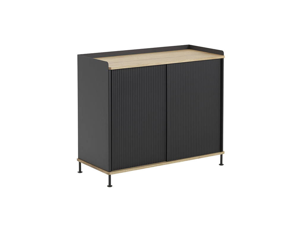 Enfold Sideboard by Muuto - Tall / Lacquered Oak / Black Lacquered Steel