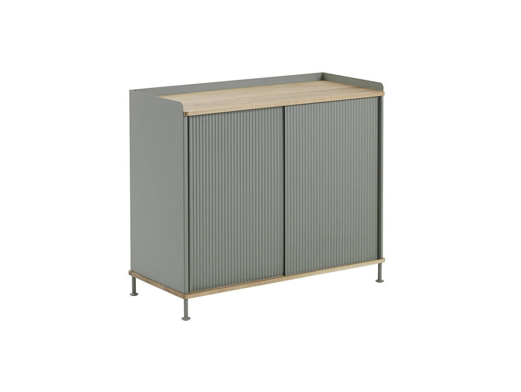 Enfold Sideboard by Muuto - Tall / Lacquered Oak / Dusty Green Lacquered Steel