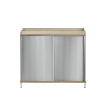 Enfold Sideboard by Muuto - Tall / Lacquered Oak / Grey Lacquered Steel