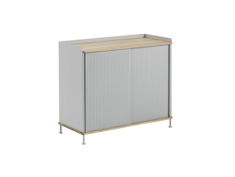 Enfold Sideboard by Muuto - Tall / Lacquered Oak / Grey Lacquered Steel