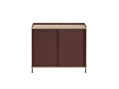 Enfold Sideboard by Muuto -100x45 / Lacquered Oak / Deep Red Lacquered Steel