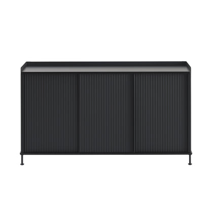 Enfold Sideboard by Muuto - 148x45 / Black Lacquered Oak / Black Lacquered Steel
