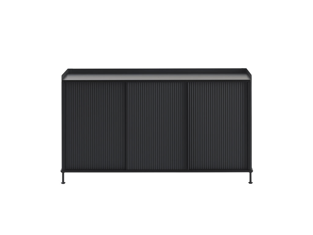 Enfold Sideboard by Muuto - 148x45 / Black Lacquered Oak / Black Lacquered Steel