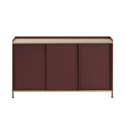 Enfold Sideboard by Muuto - 148x45 / Lacquered Oak / Deep Red Lacquered Steel