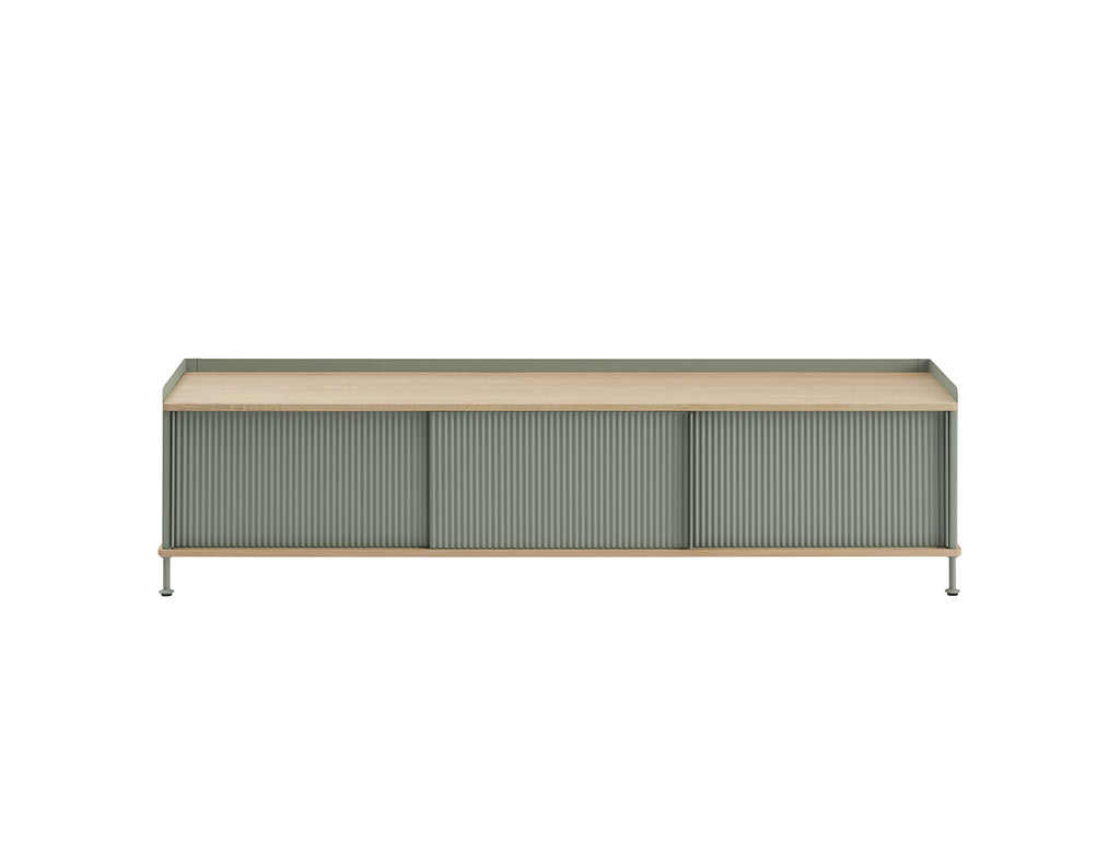 Enfold Sideboard by Muuto - 186x45 / Lacquered Oak / Dusty Green Lacquered Steel