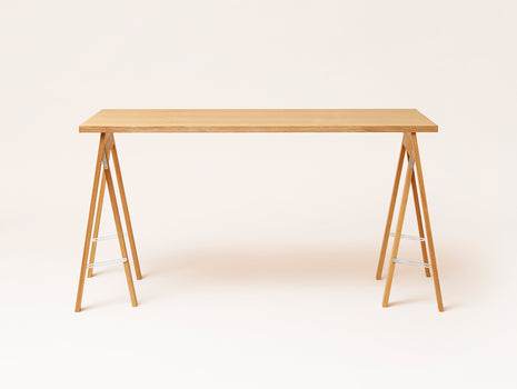 Oiled Oak Linear Tabletop - Austere Trestle - by Form & Refine