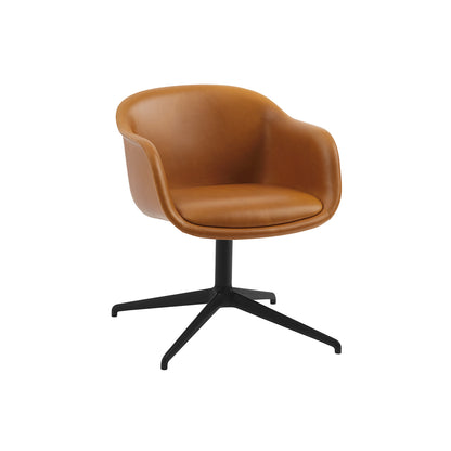Fiber Conference Armchair with Swivel Base with Return by Muuto - cognac refine leather