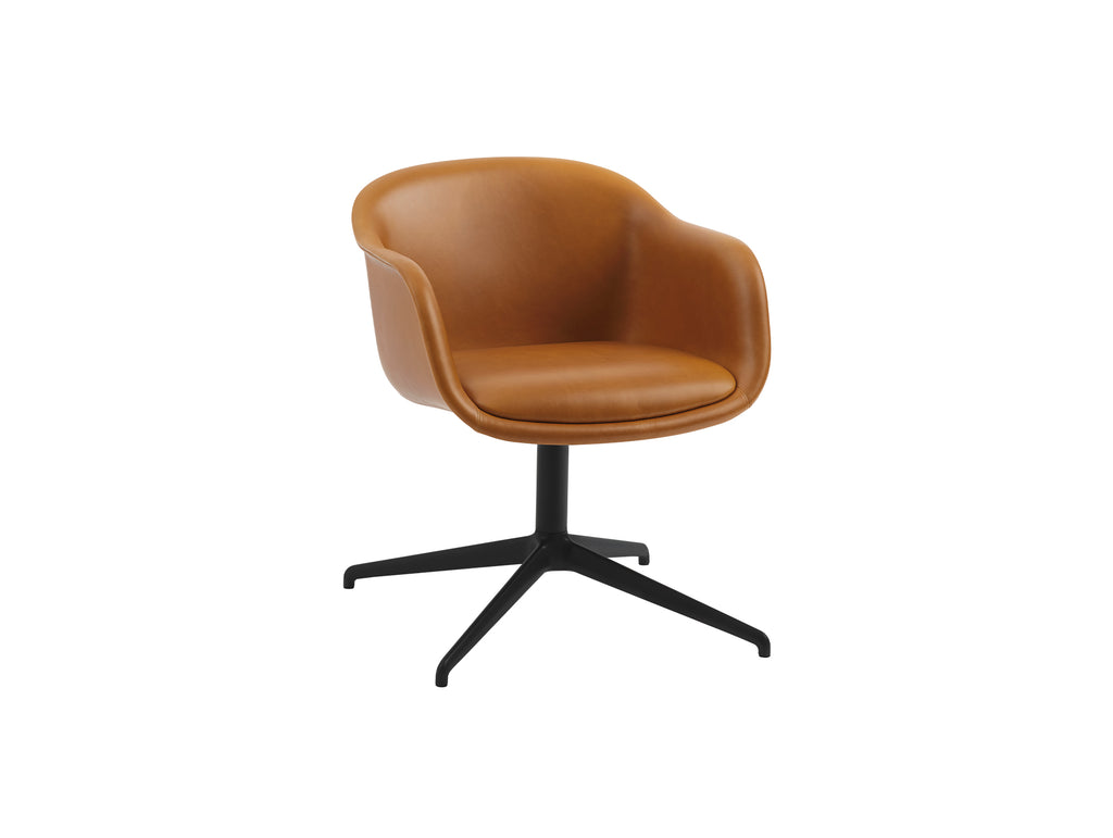 Fiber Conference Armchair with Swivel Base with Return by Muuto - cognac refine leather