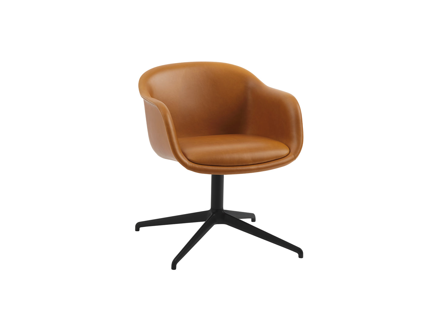 Fiber Conference Armchair with Swivel Base without Return by Muuto - cognac refine leather