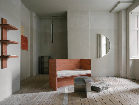 Atelier Couch by Frama - Dark Terracotta Oiled Spruce / Eire Cushion