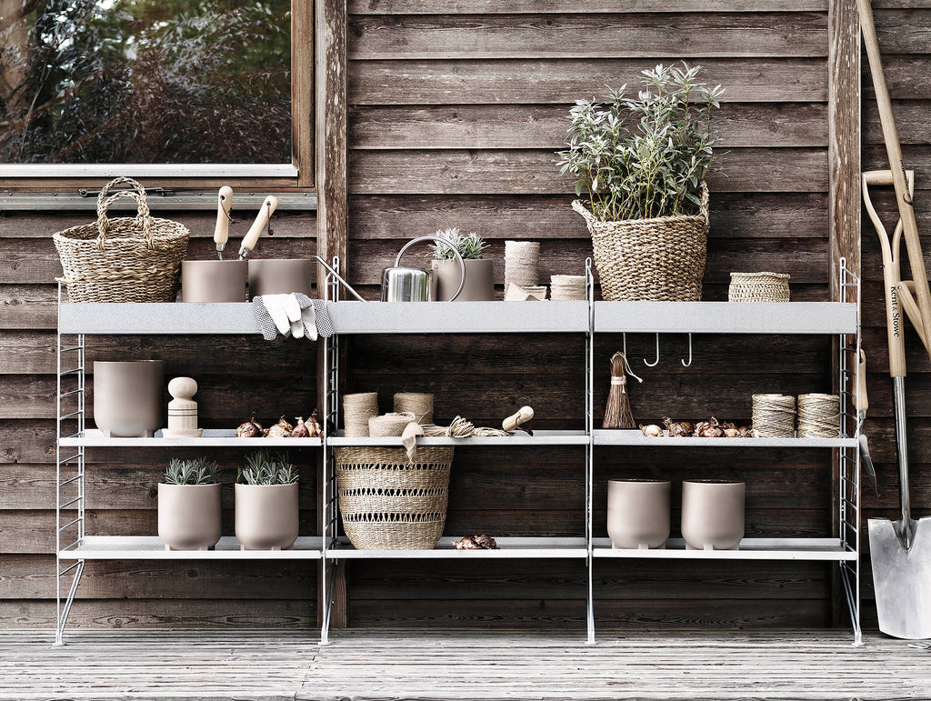 String Galvanised Shelves for outdoor use