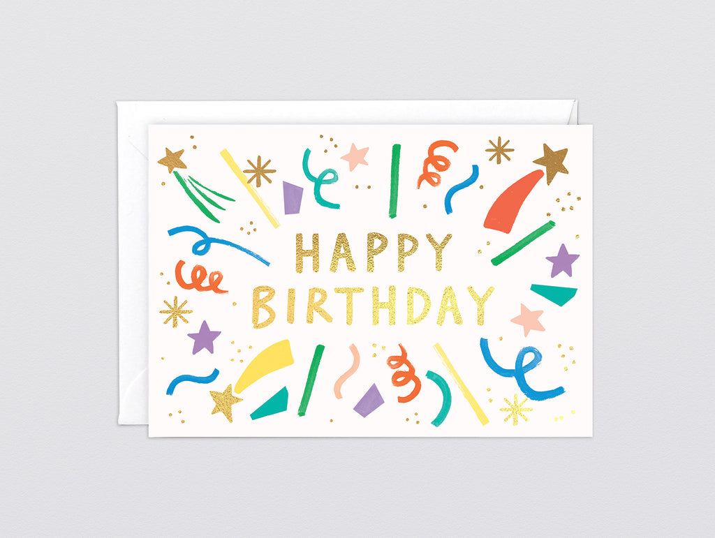 'Happy Birthday Burst' Foiled Greetings Card by Wrap