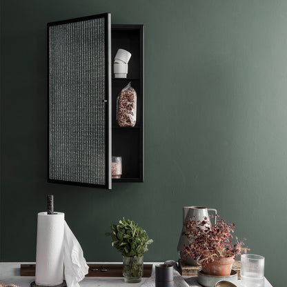 Haze Wall Cabinet - Black / Wired Glass