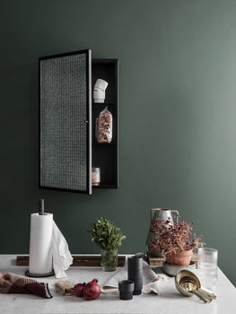 Haze Wall Cabinet - Black / Wired Glass