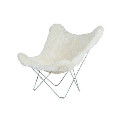 Mariposa Butterfly Sheepskin Chair by Cuero - Chrome Frame / Shorn White