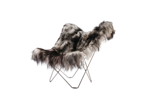 Mariposa Butterfly Sheepskin Chair by Cuero - Chrome Frame / Wild Grey