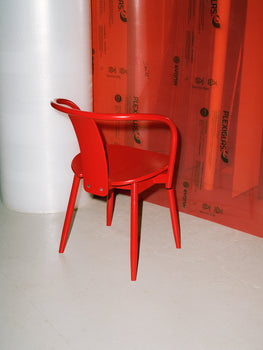 Icha Chair in Red Lacquered Beech by Massproductions