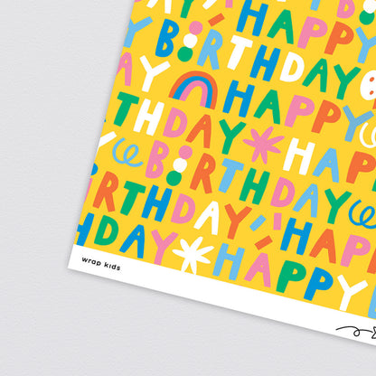 Happy Birthday Wrapping Paper x 3 Sheets by Wrap Stationery