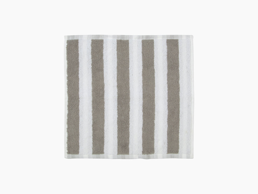 Grey and White Kaksi Raitaa Face Towel by Marimekko