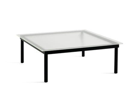 Kofi Table / 100 x 100 cm / Black Lacquered Oak Base / Clear Reeded Glass Tabletop / HAY