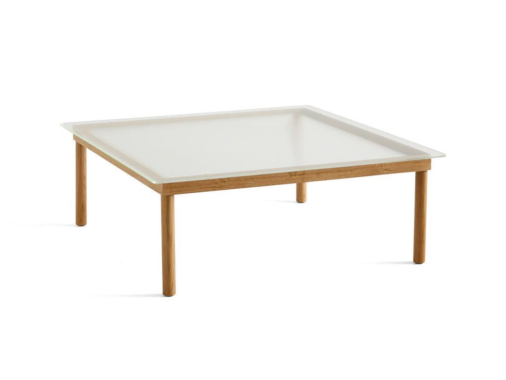 Kofi Table / 100 x 100 cm / Lacquered Oak Base / Clear Reeded Glass Tabletop / HAY