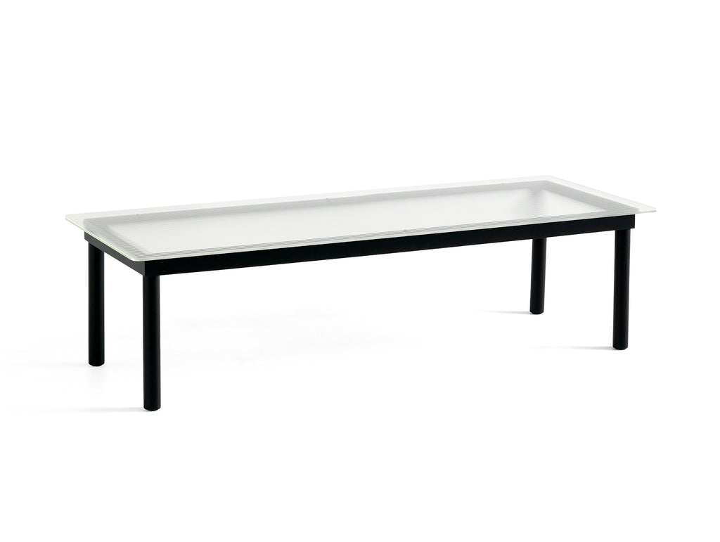 Kofi Table / 140 x 50 cm / Black Lacquered Oak Base / Clear Reeded Glass Tabletop / HAY