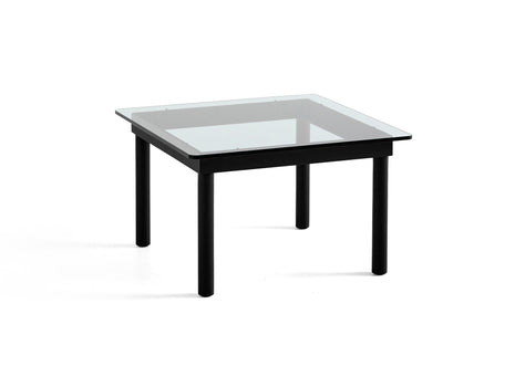 Kofi Table / 60 x 60 cm / Black lacquered Oak Base / Clear Glass Tabletop / HAY