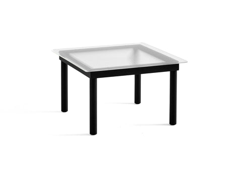 Kofi Table / 60 x 60 cm / Black lacquered Oak Base / Clear Reeded Glass Tabletop / HAY