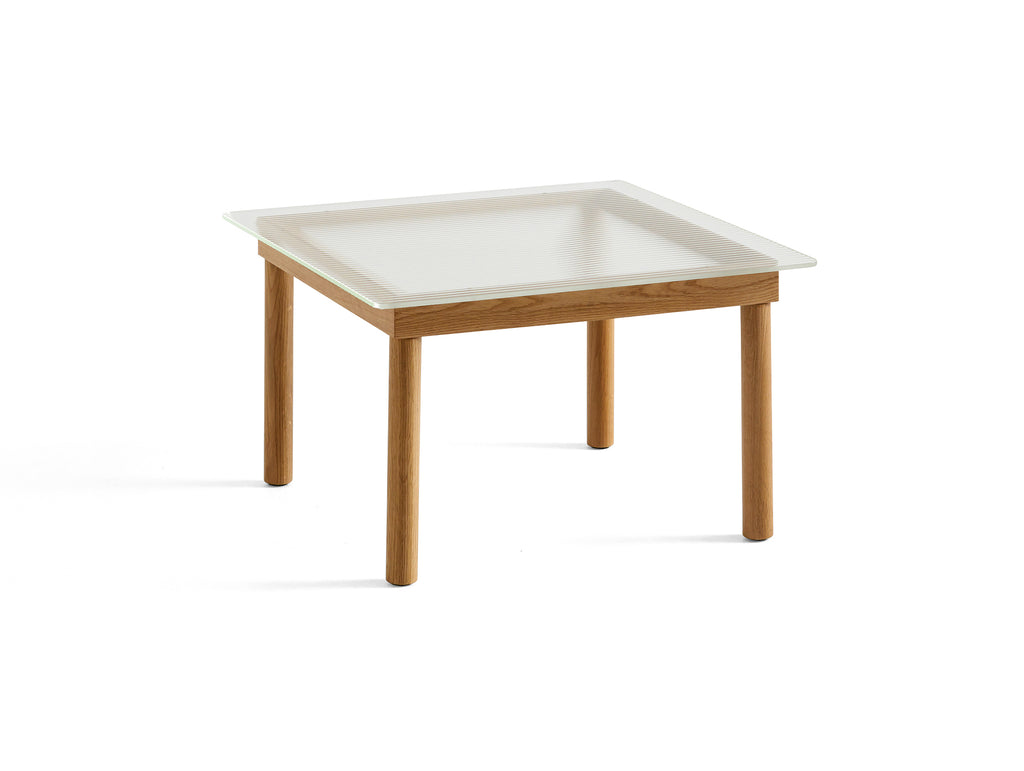 Kofi Table / 60 x 60 cm / Lacquered Oak Base / Clear Reeded Glass Tabletop / HAY