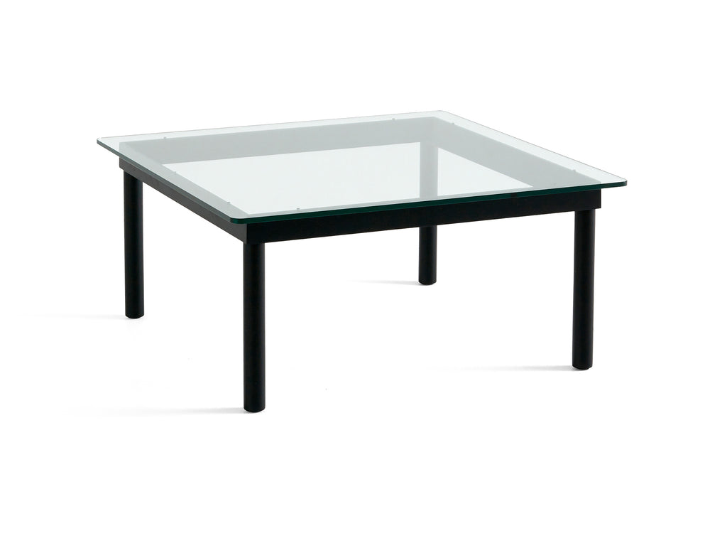 Kofi Table / 80 x 80 cm / Black Lacquered Oak Base / Clear Glass Tabletop / HAY