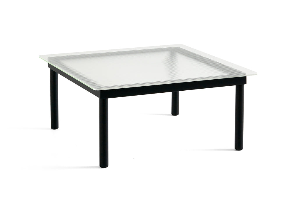Kofi Table / 80 x 80 cm / Black Lacquered Oak Base / Clear Reeded Glass Tabletop / HAY