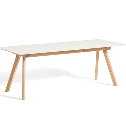 CPH30 Extendable Dining Table by HAY - L160 cm / 1 Leaf / Off-White Linoleum Tabletop with Lacquered Oak Base