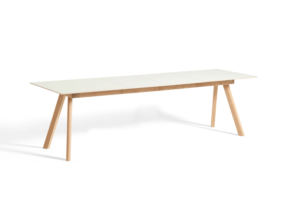 CPH30 Extendable Dining Table by HAY - L160 cm / 2 Leaf / Off-White Linoleum Tabletop with Lacquered Oak Base
