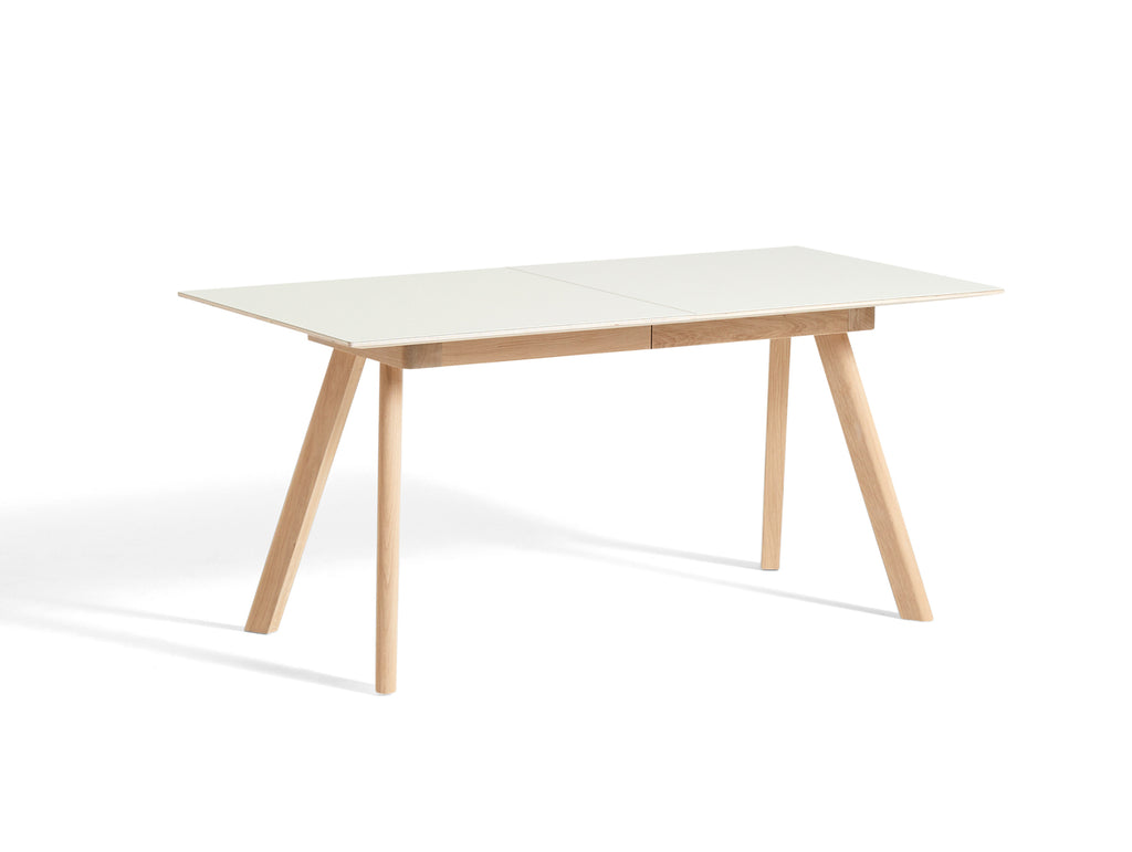 CPH30 Extendable Dining Table by HAY - L160 cm / White Linoleum Tabletop with Lacquered Oak Base